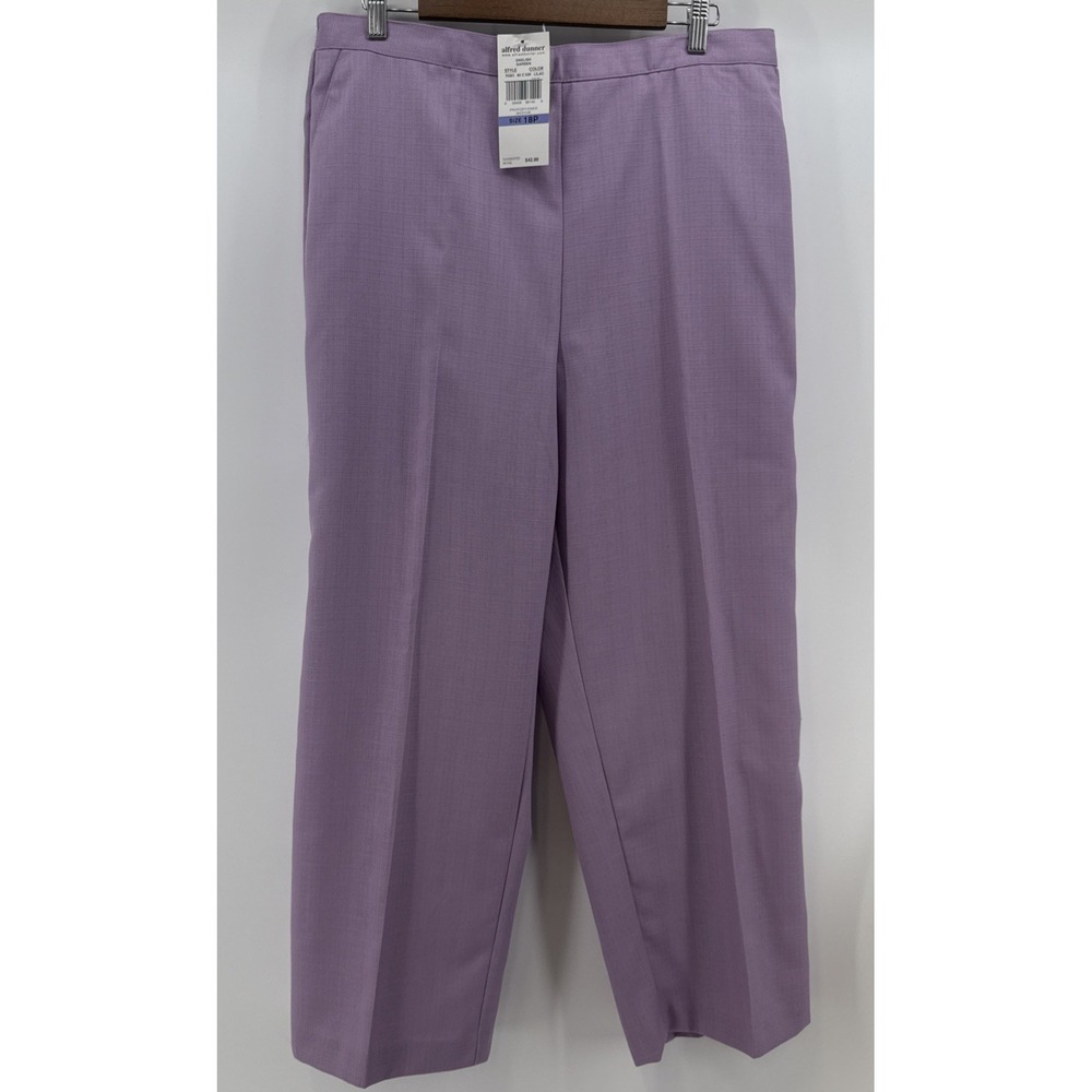 Alfred Dunner Pants Women 18P Lilac Classic Fit Elastic Waist Pull On NWT
